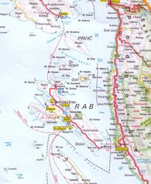 Map of island Rab